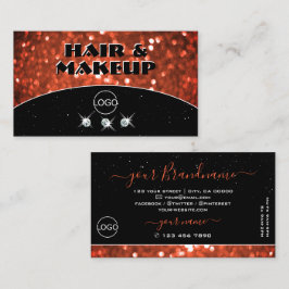 Chic Black Salmon Oranje Sparkle Glitter met Logo Visitekaartje