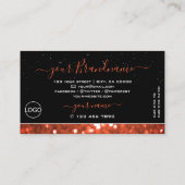 Chic Black Salmon Oranje Sparkle Glitter met Logo Visitekaartje (Achterkant)