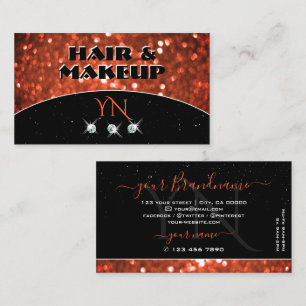 Chic Black Salmon Oranje Sparkle Glitter Monogram Visitekaartje