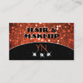 Chic Black Salmon Oranje Sparkle Glitter Monogram Visitekaartje (Voorkant)