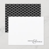 Chic Black Scallop Couple Wedding Budget Note Kaar (Voorkant / Achterkant)