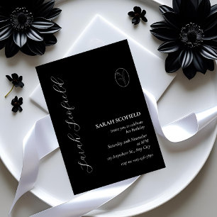 Chic Black Script 30e verjaardag uitnodiging