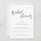 Chic Black Script Bridal Shower Invitation Minimal Kaart (Voorkant)