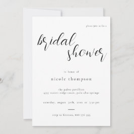 Chic Black Script Bridal Shower Invitation Minimal Kaart