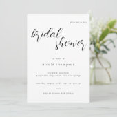 Chic Black Script Bridal Shower Invitation Minimal Kaart (Staand voorkant)