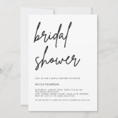 Chic Black Script Bridal Shower Invitation Minimal Kaart (Voorkant)