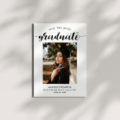 Chic Black Script Calligraphy Afstuderen Foto Save The Date