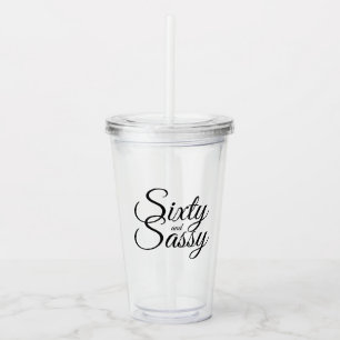 Chic Black Script Sixty Sassy 60e Verjaardag Acryl Drinkbeker