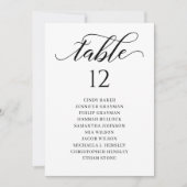 Chic Black Script Table Number Seating Chart Kaart (Voorkant)