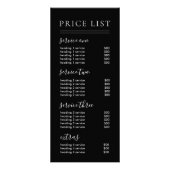 Chic Black Script Typography Services prijslijst Reclamekaart (Voorkant)