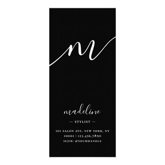 Chic Black Script Typography Services prijslijst Reclamekaart (Achterkant)