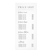 Chic Black Script Typography Services prijslijst Reclamekaart (Voorkant)