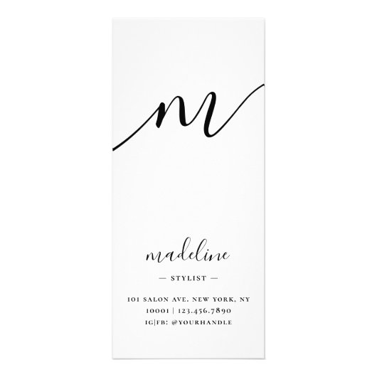 Chic Black Script Typography Services prijslijst Reclamekaart (Achterkant)