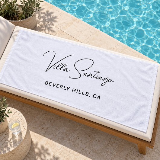 Chic Black Script Villa Thuis Monogram Naam Strandlaken