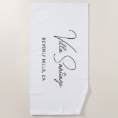 Chic Black Script Villa Thuis Monogram Naam Strandlaken (Voorkant)