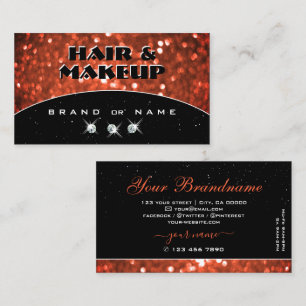 Chic Black Shimmery Salmon Oranje Sparkle Glitter Visitekaartje