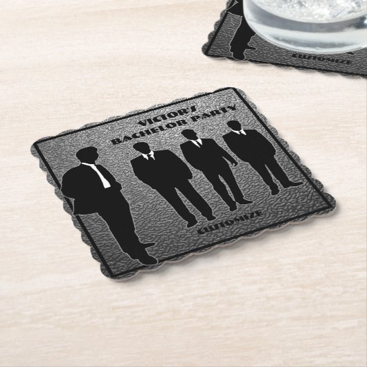 Chic Black & Silver Bachelor Party Kartonnen Onderzetters (Gebogen)