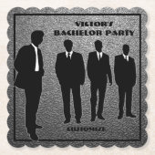 Chic Black & Silver Bachelor Party Kartonnen Onderzetters (Voorkant)