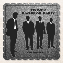Chic Black & Silver Bachelor Party Kartonnen Onderzetters