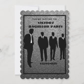 Chic Black & Silver Bachelor Party uitnodiging (Voorkant)