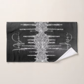 Chic Black Silver Driving Glitter Monogram Name Bad Handdoek (Handdoek)
