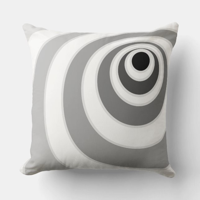 Chic Black Silver en White Concentric Circles Kussen (Voorkant)