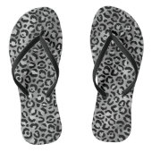 Chic Black Silver Foil Grey Leopard Print Teenslippers (Voetbed)