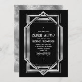 Chic Black & Silver Gatsby Art Deco Bridal Shower Kaart (Voorkant / Achterkant)