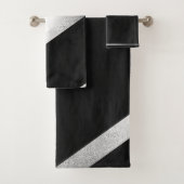 Chic Black & Silver Glitter Bad Handdoek (Insitu)
