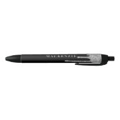 Chic Black Silver Glitter Driving Luxe Zwarte Inkt Pen (Bodem)