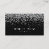 Chic Black Silver Glitter Visitekaartje (Voorkant)