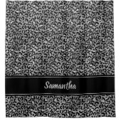 Chic Black Silver Grey Leopard Afdrukken op maat Douchegordijn (Voorkant)
