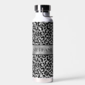 Chic Black Silver Grey Leopard Afdrukken op maat Waterfles (Links)