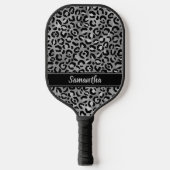 Chic Black Silver Leopard-afdrukken op maat Pickleball Paddle (Voorkant)