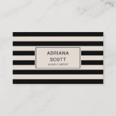 Chic Black Stripe Beauty Professional Visitekaartje (Voorkant)