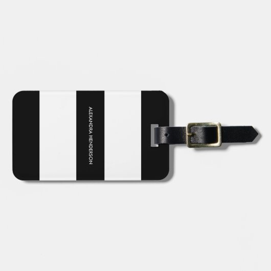 Chic Black Stripe Travel | BAGAGELABEL (Voorkant horizontaal)