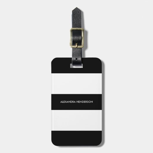 Chic Black Stripe Travel | BAGAGELABEL (Voorkant verticaal)