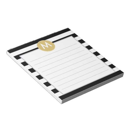 Chic Black Stripes Monogram Pad Notitieblok (Schuin)