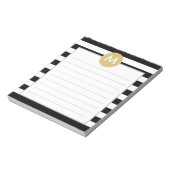 Chic Black Stripes Monogram Pad Notitieblok (Linkerzijde)