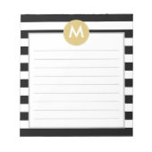 Chic Black Stripes Monogram Pad Notitieblok (Voorkant)