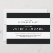 Chic Black Stripes Retirement Party Invite Kaart (Voorkant)