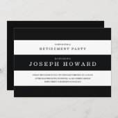 Chic Black Stripes Retirement Party Invite Kaart (Voorkant / Achterkant)