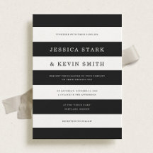 Chic Black Stripes Wedding Invitation