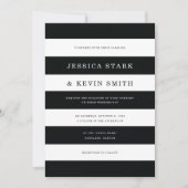 Chic Black Stripes Wedding Invitation Kaart (Voorkant)