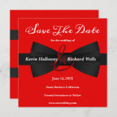 Chic Black Stropdas Gay Wedding Save the Date (Voorkant / Achterkant)