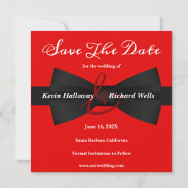 Chic Black Stropdas Gay Wedding Save the Date