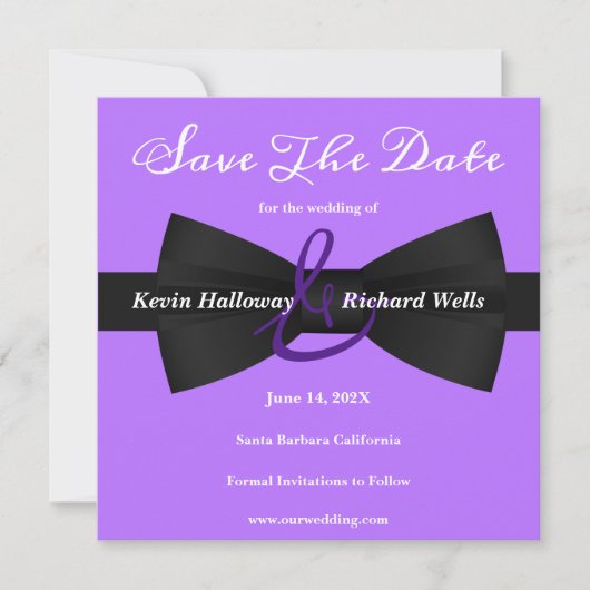Chic Black Stropdas Gay Wedding Save the Date (Voorkant)