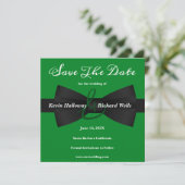Chic Black Stropdas Gay Wedding Save the Date (Staand voorkant)