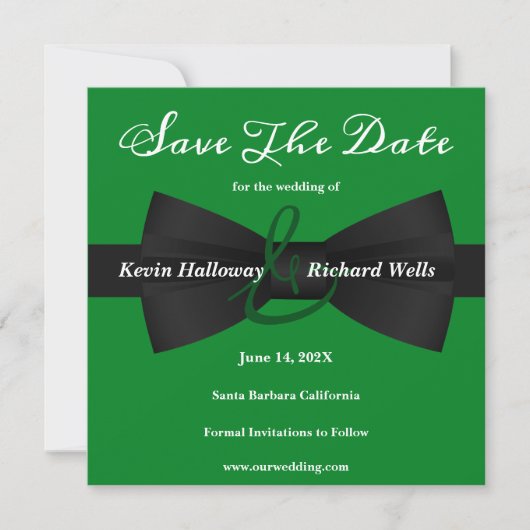 Chic Black Stropdas Gay Wedding Save the Date (Voorkant)