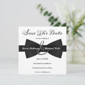 Chic Black Stropdas Gay Wedding Save the Date (Staand voorkant)